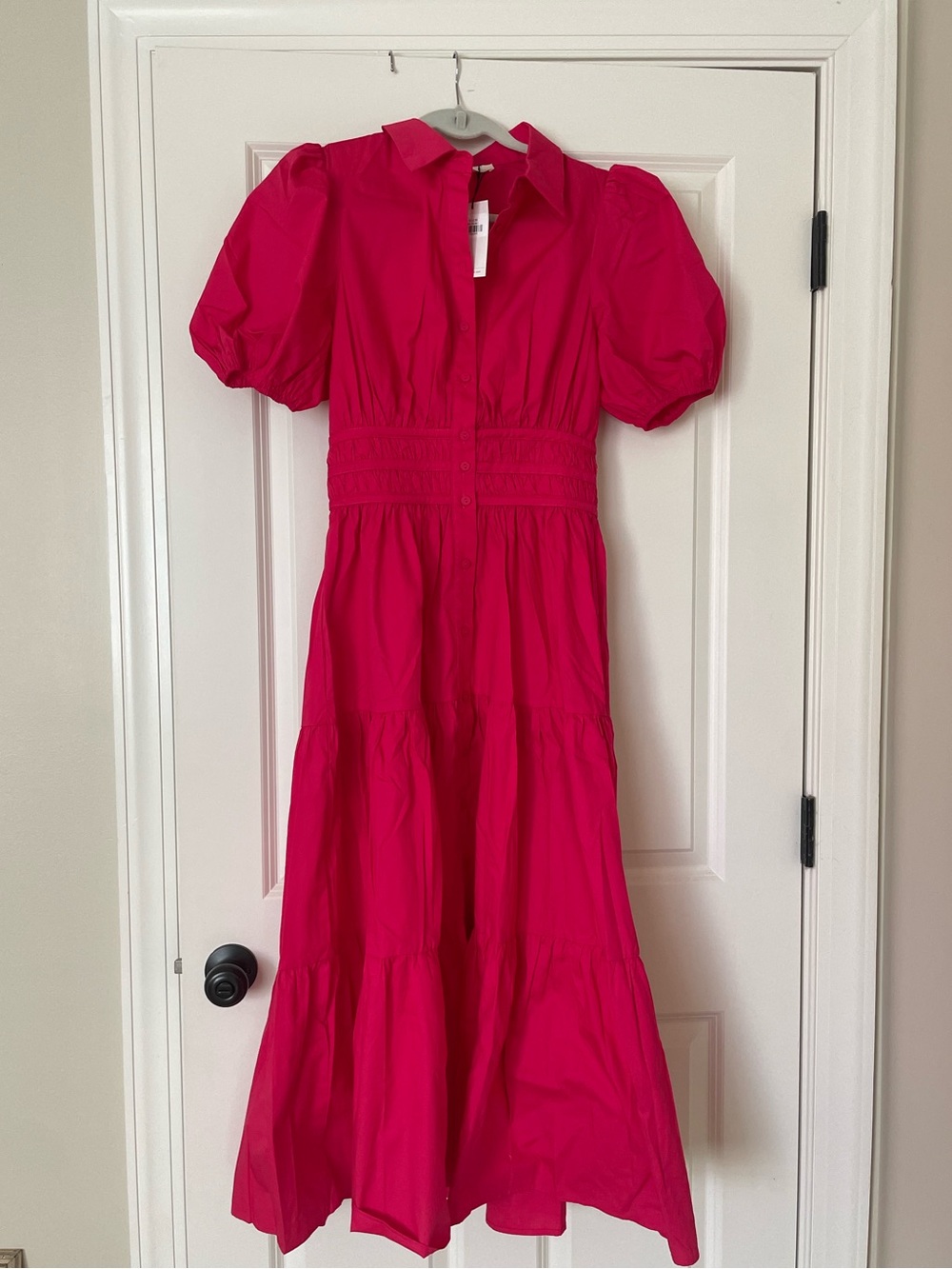 Gorgeous boutique hot pink maxi dress flying tomato size small NWT!
